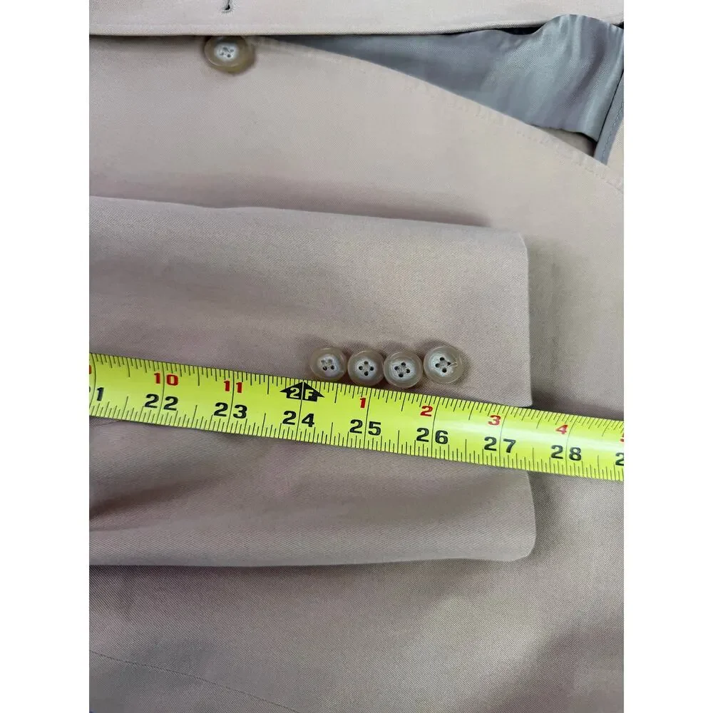 J Crew Tan Blazer Size 44L Italian Fabric Cotton 3 Button Summer Sports Coat